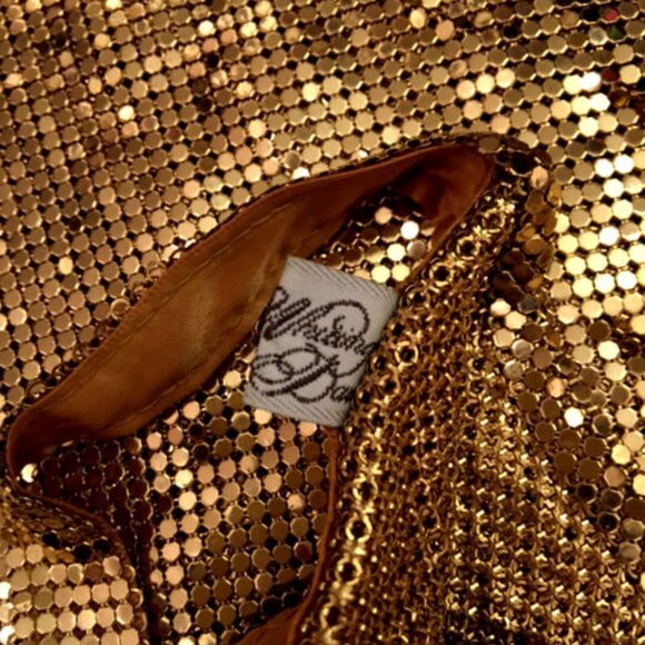 Vintage Whiting & Davis Sparkling Sexy Gold Drape Top Sz. S - Picture 4 of 5